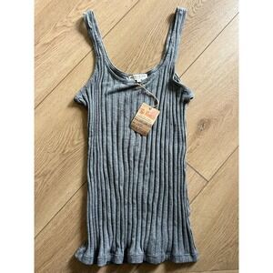 The Lady & The Sailor Grey Ribbed Layer Tank Top Size Large